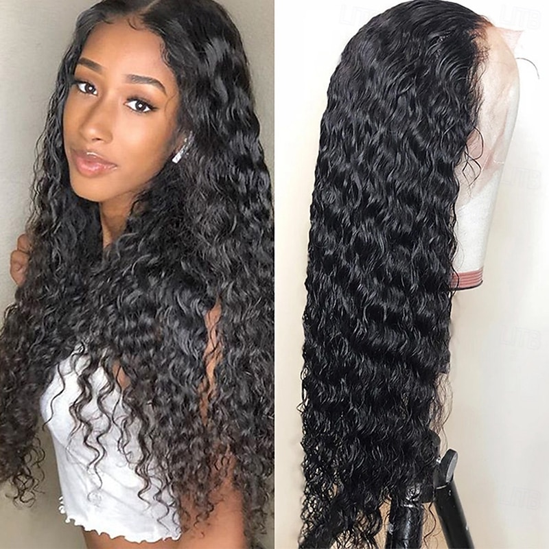4x4 Lace Front Wig Water Wave Human Hair Wig Natural Color Lace Wig 150% Density3