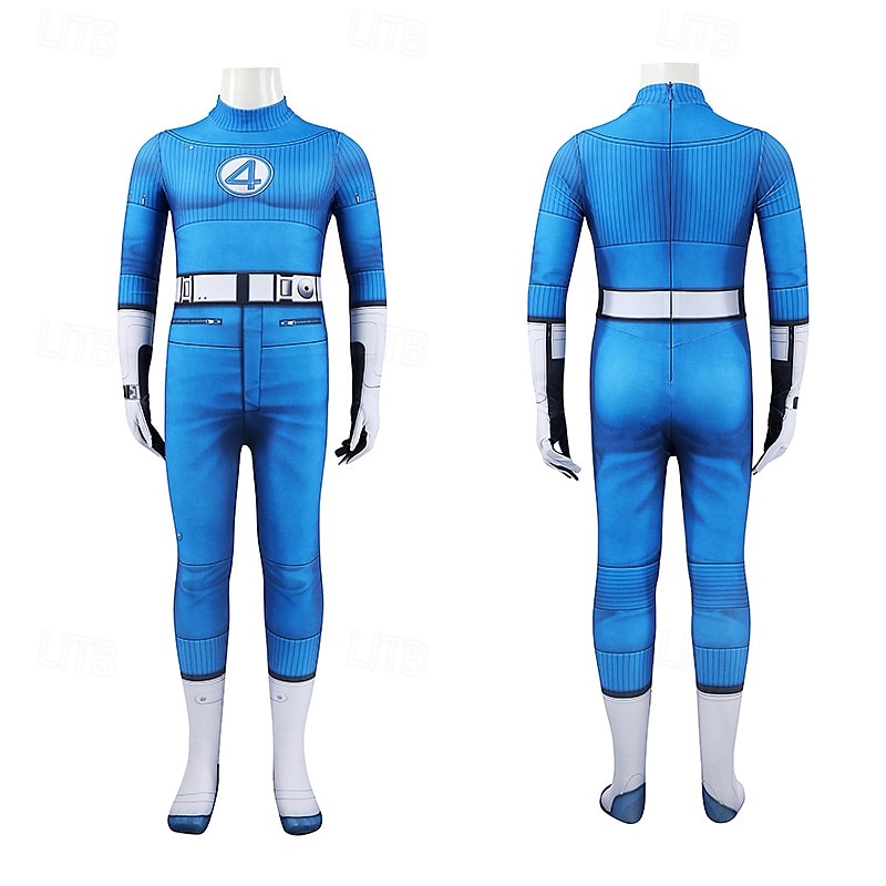 The Fantastic Four: First Steps Superhero Mister Fantastic Group Costume Jumpsuit Bodysuits Carnival Costume Dress Up Movie Cosplay for Boys Girls' Kid's Halloween Carnival Performance Party Comic Con2