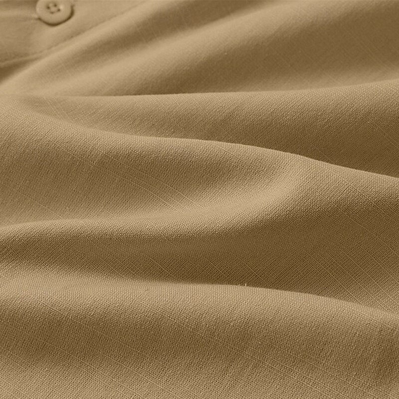 Men's Shirt Band Collar Shirt Summer Shirt Beach Wear Casual Shirt Button Up Shirt Plain Vacation Hawaiian White Sky Blue Orange Green Long Sleeve Stand Collar Clothing Apparel4