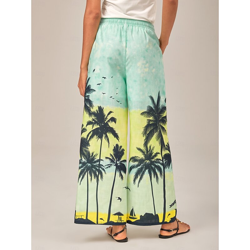 Beach Palm Tree Silhouette Wide Legged Pants2