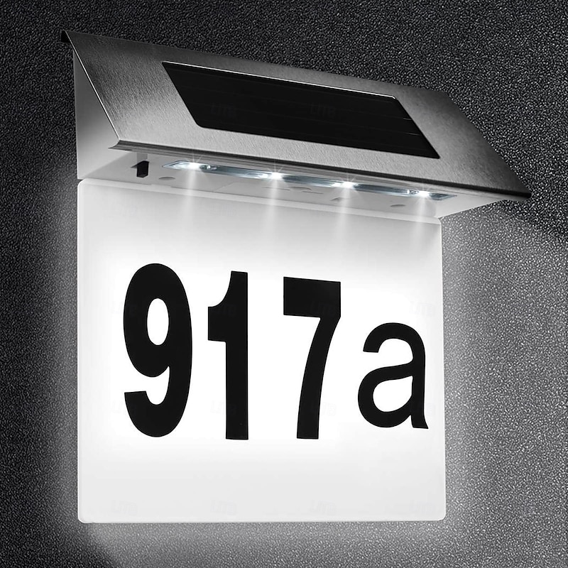 1 Pc outdoor solar stainless steel Adress light street sign wall lights House Number Lights Porch yard entrance lighting - Main Image