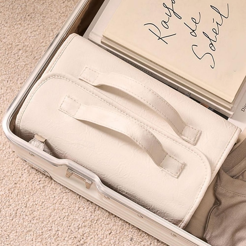 Leather Travel Cosmetic Bag Large Capacity Portable Women Makeup Case Waterproof Toiletry Makeup Organizer Storage Bag Foldable 4 In 1 Travel Toiletry Bag Cosmetics Storage Bag4