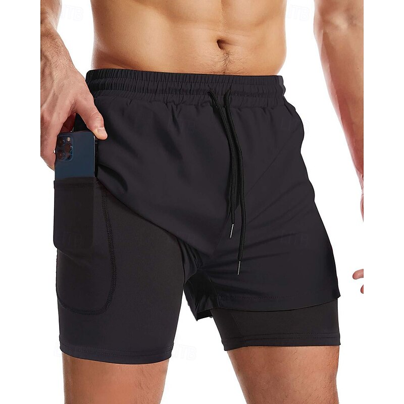 Men's Swim Trunks Swim Shorts Board Shorts Color Block Quick dry Breathable With Compression Liner with Towel Loop Vacation Beach Hawaiian Casual Black