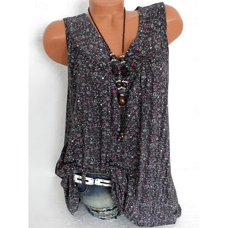 Women's Camisole Tank Top Floral Daily Casual Sleeveless V Neck Regular Tops Daily Print Black White Pink Green Summer4