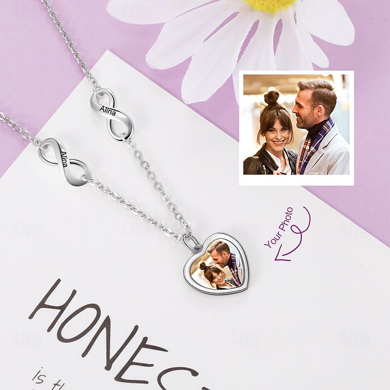 Personalized Heart Necklace Custom Best Gift for Mom – Engraved Photo Pendant, Exclusive Jewelry for Mom, Wife, Girlfriend, Perfect for Mother's Day, Valentine's Day, Anniversaries, Birthdays2