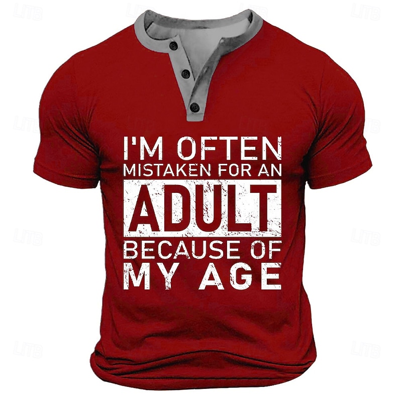 Men's Short Sleeve Funny Graphic T-Shirt - 'I'm Often Mistaken for an Adult Because of My Age' Humorous Age Quote Tee3
