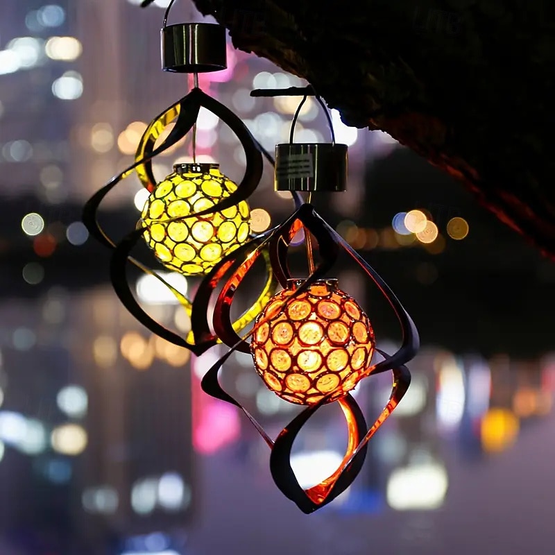 Outdoor LED Solar Wind Chime Lights, RGB Gradient Color Pendant, Silver Solar Chime, 7-Color Decorative Hanging Lights4