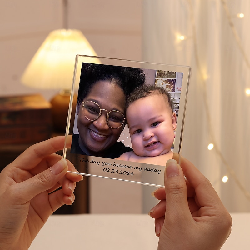 Personalized Photo Block Acrylic Custom Best Gift for Dad Father's Day Mother's Day Home Decoration Wedding Birthday