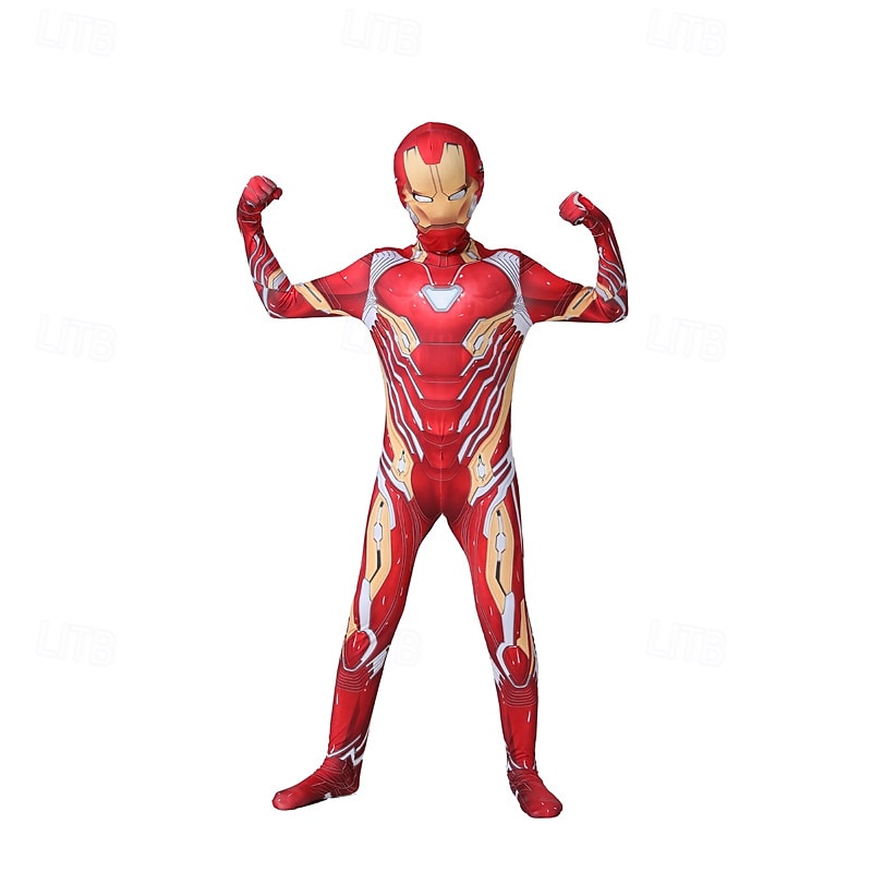 Iron Man Superhero Jumpsuit Bodysuits Onesie Costume Party Cosplay Movie Cosplay for Men's Boys Kid's Adults' Halloween Carnival Performance