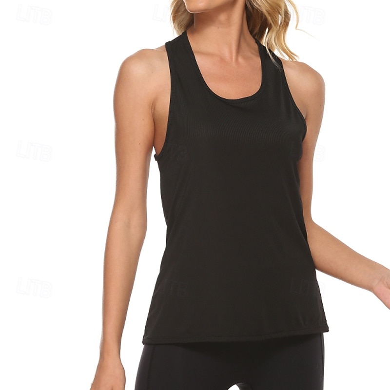 Women's Solid Colored Workout Tank Top Sport Shirt Sports Tank Top Tank Top Sleeveless Tennis Golf Pickleball Crew Neck Crisscross Back Black Pink Burgundy Tennis Clothing3