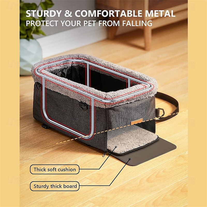 Dog Car seat for Small Dog Center Console Pet Booster Seat with Metal Frame Pet Carseat with Double Protection Seat Belts2