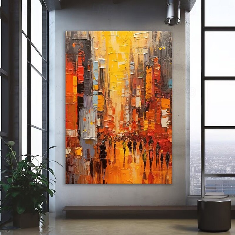 Handmade Oil Painting Canvas Wall Art Decoration Abstract Street Landscape for Home Decor Rolled Frameless Unstretched Painting4