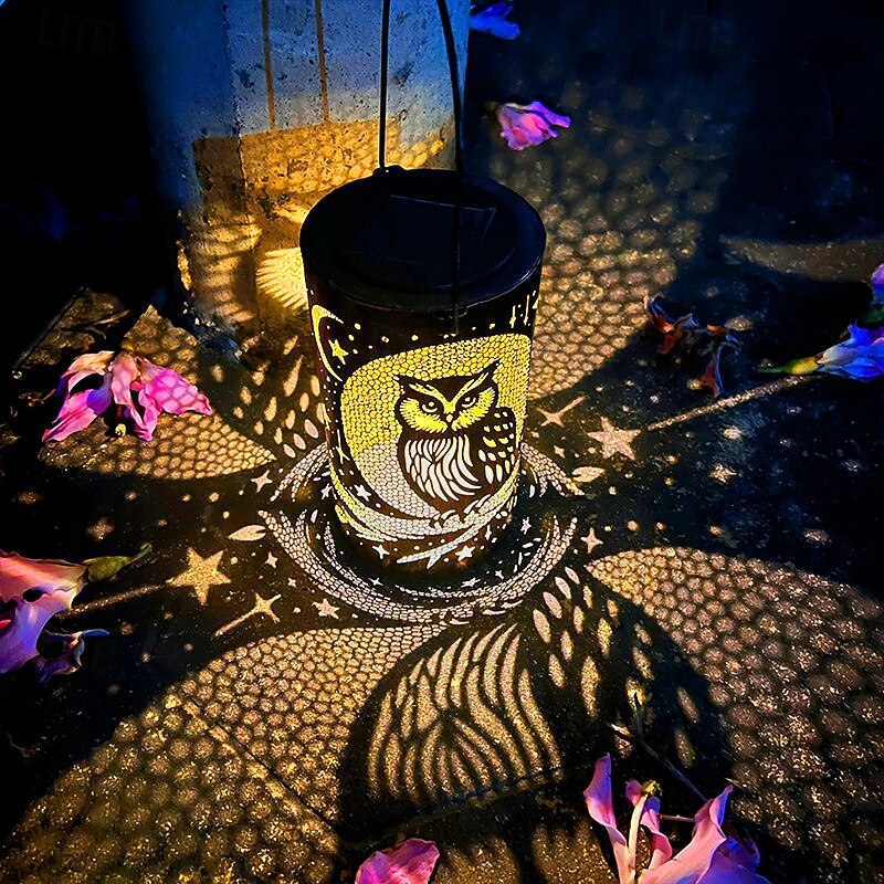 Solar Lanterns Outdoor Hanging Owl Light Metal Waterproof LED Lantern with Solar Powered Garden Decor for Outside Yard Patio Decorations with Handle owl3