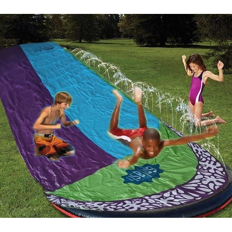 15.75*4.6ft Water Slides and 2 Bodyboards Lawn Water Slide Summer Slip Waterslides Water Toy with Build in Sprinkler for Backyard Outdoor Water Fun for Kids2