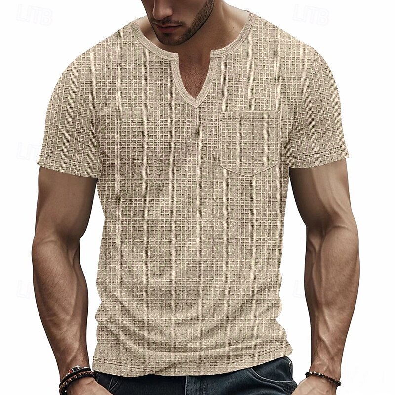 Men's Tee Short Sleeve Shirt Tee Top Short Sleeve V Neck Spring &  Fall Plain Fashion Designer Sexy Vacation Street Going out Navy Black White Top Tee for Men