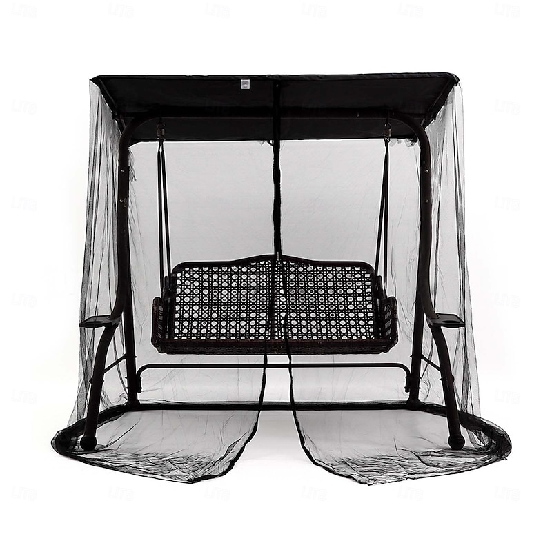 Outdoor Swing Chair Mosquito Net, Polyester Mesh Screen with Zipper Opening and Roof Waterproof Top Cloth, Patio Mesh Mosquito Netting3