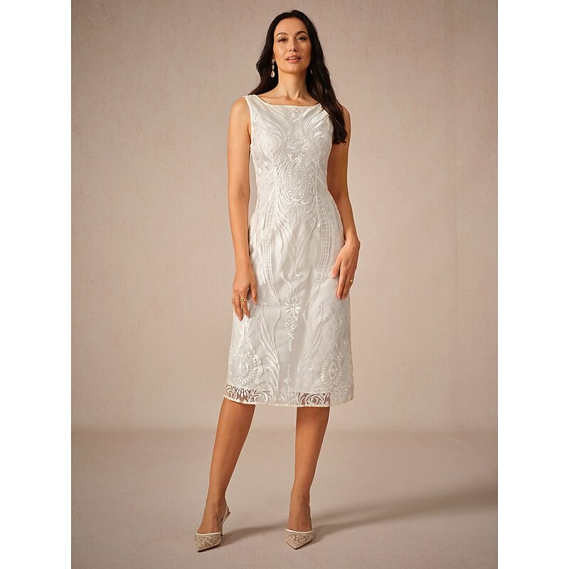 Women's Wedding Guest Cocktail Dress Chiffon Lace Dress  Elegant Midi Dress Crew Neck Half Sleeve Green Color4