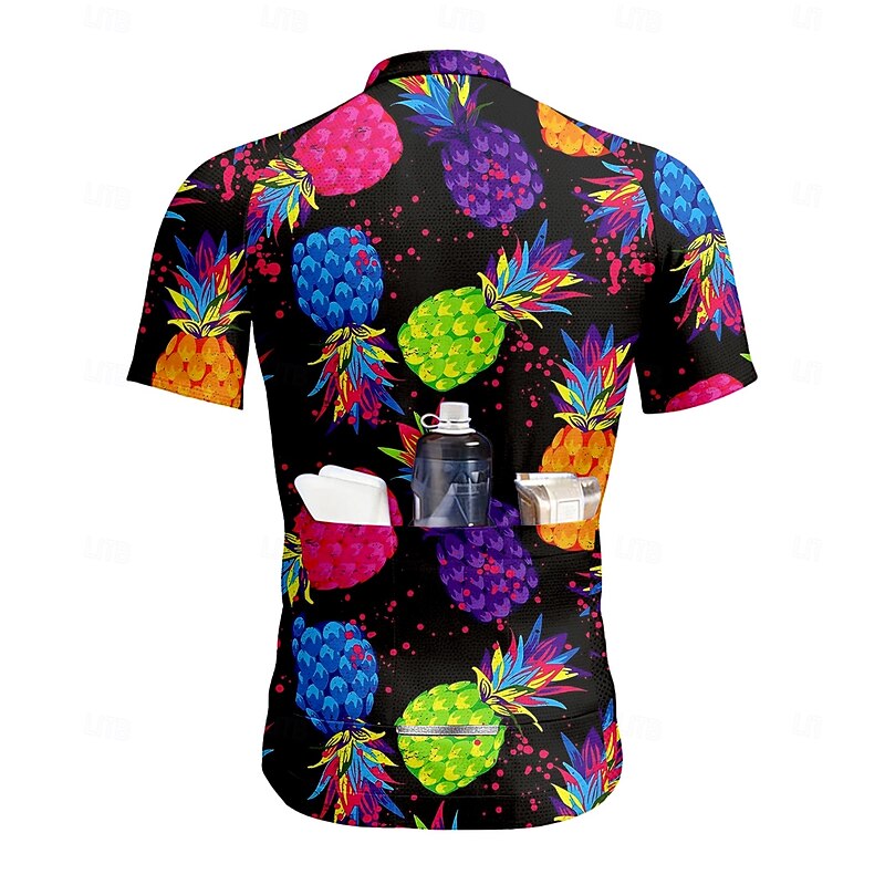 Men's Cycling Jersey Graphic Color Block Plants Short Sleeve Bike Tee Tshirt Top with 3 Rear Pockets UV Resistant Quick Dry Front Zipper Reflective Strips Sports Rainbow Clothing Apparel2