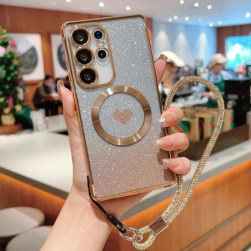 Phone Case For Samsung Galaxy S25 S24 S24 FE S23 S22 S21 Ultra Plus Back Cover with Stand Holder Magnetic Support Wireless Charging Retro TPU Plating3