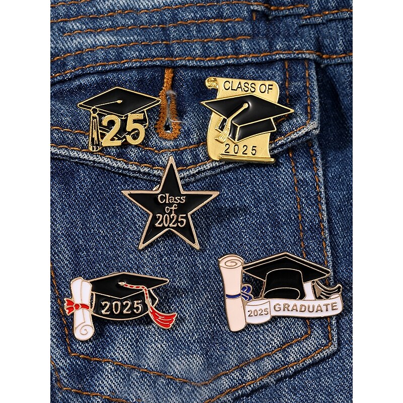 2025 Graduation Enamel Lapel Pins  – Class of 2025 Cap and Diploma Brooches – Cute Metal Badges for Students, Boys and Girls, Graduation Party Favors and Gifts2