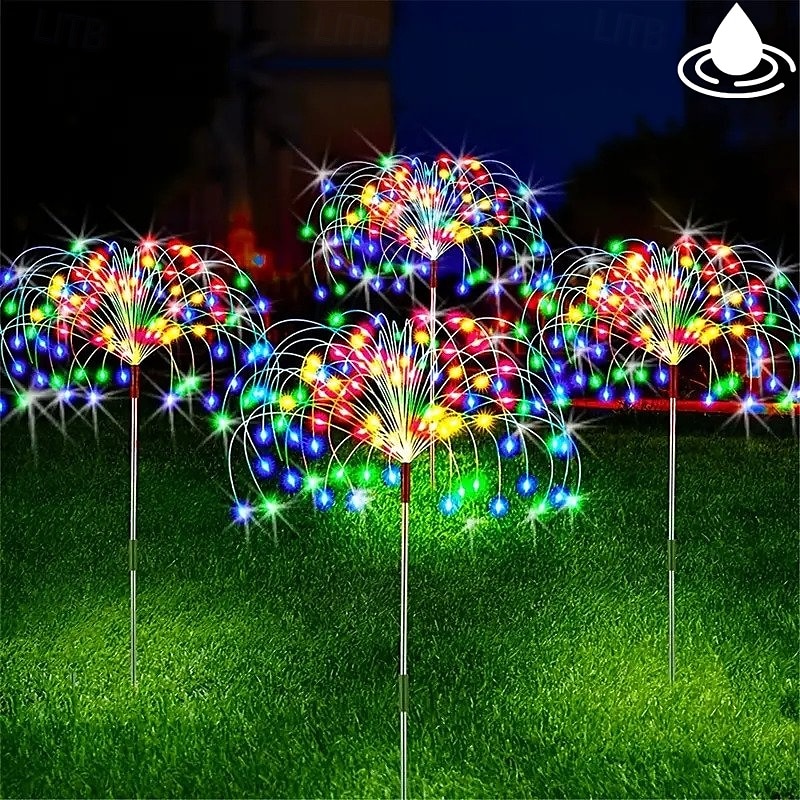 Solar Fireworks Lights 90/120/150/200 LEDS Outdoor DIY Solar Lights Copper Filament Garden Decorative Lights Waterproof Fairy Lights Lawn Lights