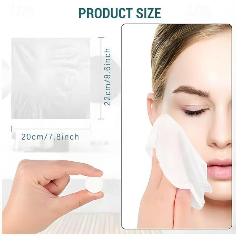 50PCS Compressed Towels Mini Tablets Disposable Portable Face Towel Cotton Coin Tissue Portable Towels for Travel Camping Hiking Outdoor Sports Beauty Salon4