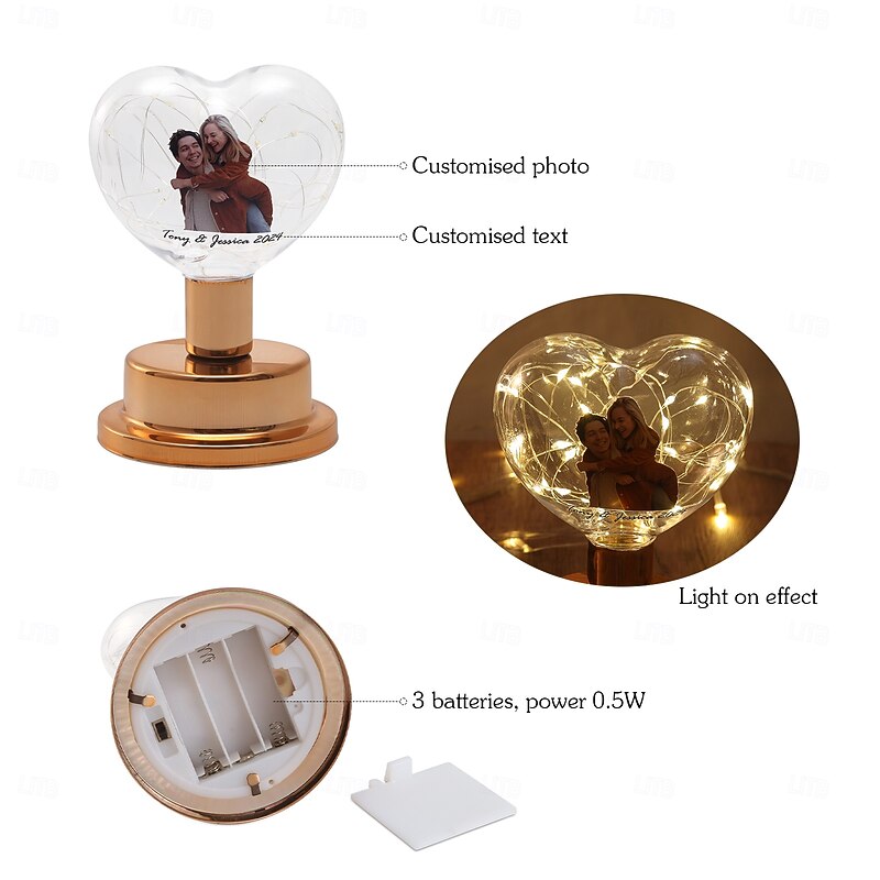 Personalized LED Heart-Shaped Light, Custom Photo & Text, Perfect Gift for Couples, Anniversary, Birthday, Valentine's Day, Home Decor, Xmas & New Year4