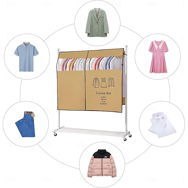 Garment Cover Bags for Clothes Rack Hanging Washable Dust Cover Fold Transparent Clothing Storage Bag for Coats, Suits, Dresses4