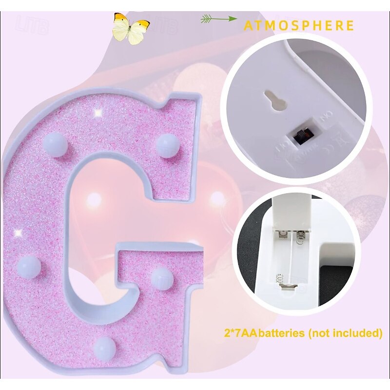 21CM Warm Light Led Letter Shape Light Colorful Silver Pink3