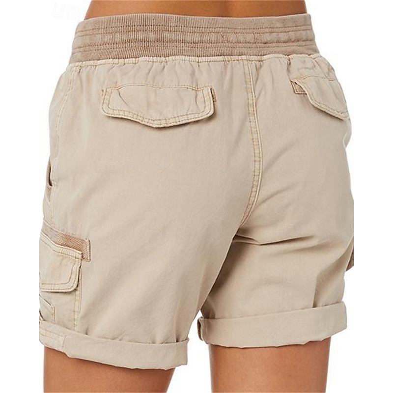 Women's Running Shorts Hiking Shorts Summer Outdoor Regular Fit Quick Dry Shorts Drawstring Elastic Waist Dark Khaki Black Hunting Climbing Camping / Hiking / Caving S M L XL XXL2