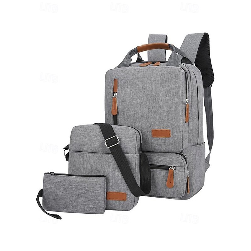 Men's Large Capacity Multi-Pocket Backpack Set, Including Crossbody Bag and Coin Purse, with Adjustable Shoulder Strap,  Multi-Pocket Design - Stylish and Practical for School, Travel or Daily Use