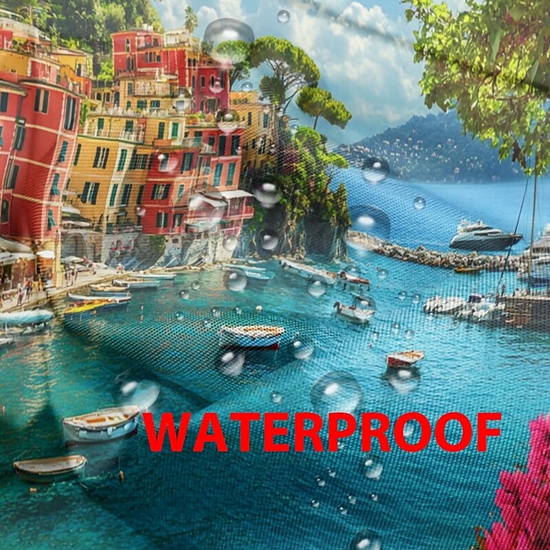 Waterproof Outdoor Curtain Privacy, Sliding Patio Curtain Drapes, Pergola Curtains Grommet 3D Ocean Landscape For Gazebo, Balcony, Porch, Party, 1 Panel4