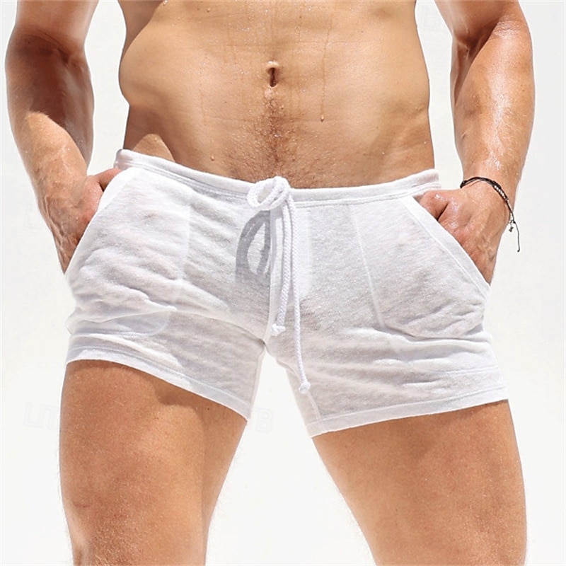 Men's Athletic Shorts Sweat Shorts Shorts Summer Shorts Drawstring Pocket Elastic Waist Plain Comfort Breathable Short Outdoor Sports Classic Casual Beige3