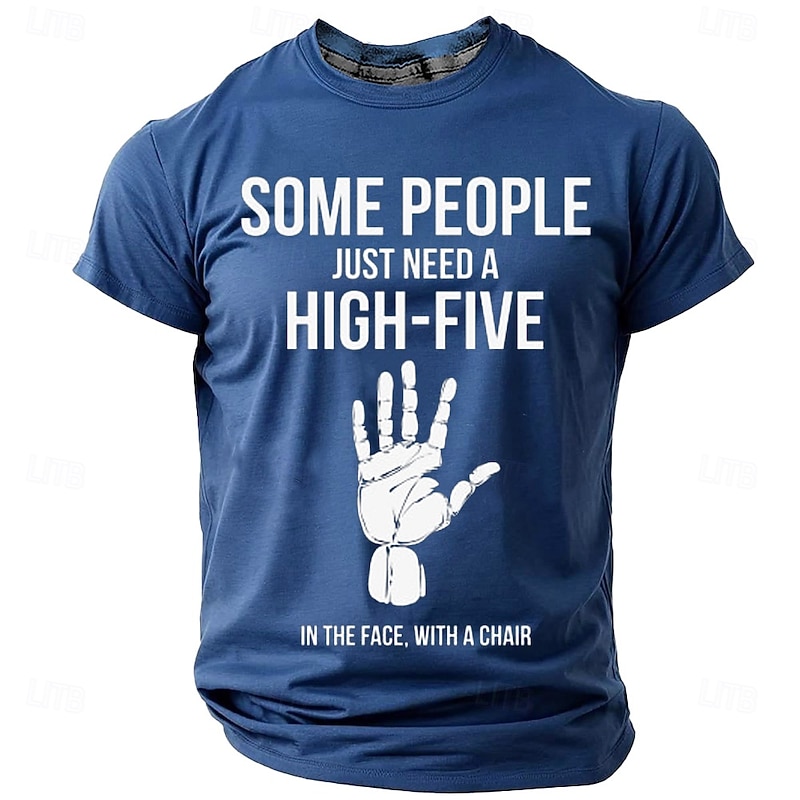 Men's Short Sleeve Graphic Tee - Sarcastic 'High-Five In The Face With A Chair' Humor Design