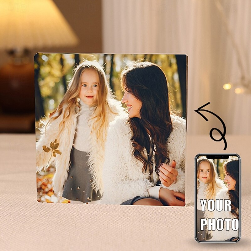 Personalized Acrylic Photo Block Custom Best Gift for Mom, Glass Crystal Block with Picture, Mother's Day, Wedding, Birthday, Christmas, Anniversary