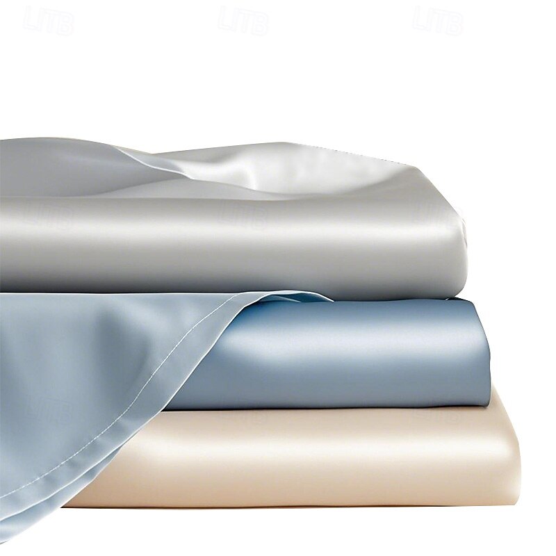 Summer Cool Ice Silk Bed Sheet Single Piece Single Dormitory Single Double Solid Color Bed Sheet Pillowcase Three-piece Bed2