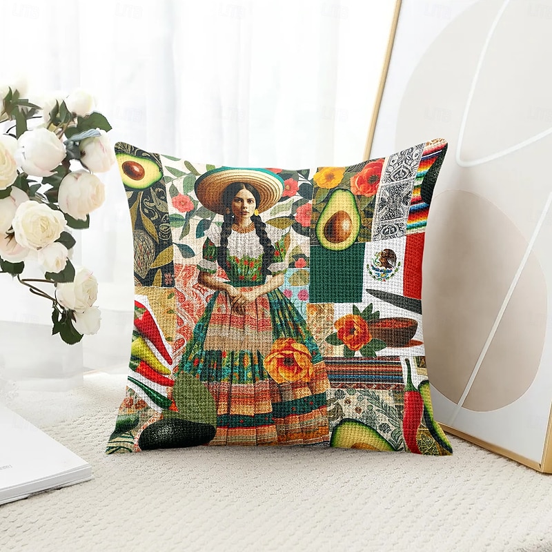 Cinco de Mayo Mexican Decorative Toss Pillows Cover 1PC Soft Square Couch Cushion Case Pillowcase for Bedroom Livingroom Sofa Chair