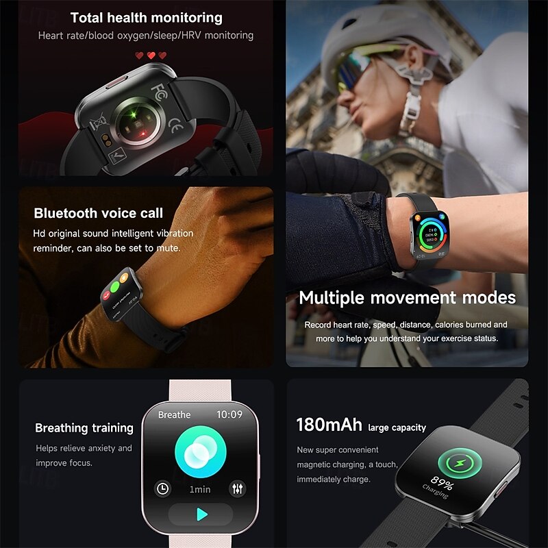 696 U17 Smart Watch 1.85" Fitness Watch Bluetooth Pedometer Call Sleep Reminder IPX0 Waterproof Compatible with iOS Android 40mm Case3