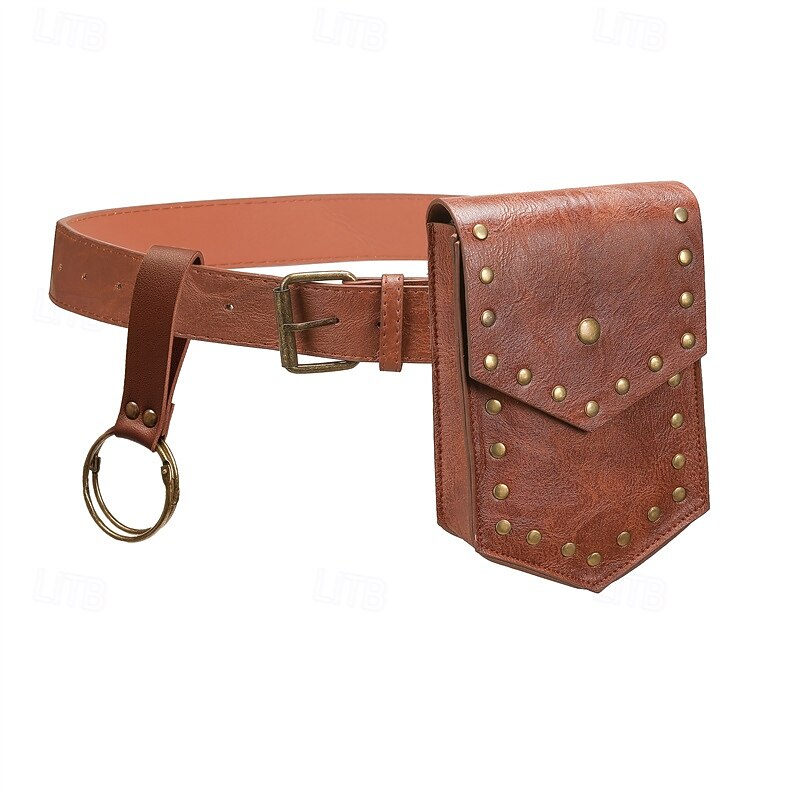 Punk & Gothic Medieval Renaissance Waist Belt Sword Holder Waist Bag Viking Crusader Fancy Dress Men's Women's Unisex Celtic Halloween Carnival Masquerade Performance Party LARP Adults' Belt Bag