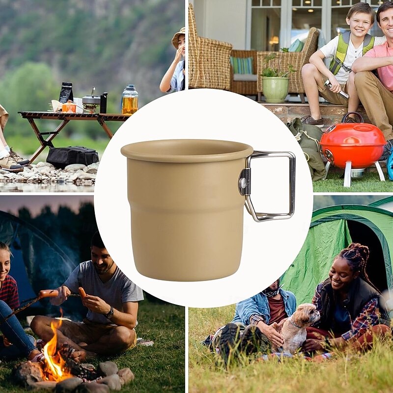 Camping Cup 4PCS,Camping Mug, Camping Cups & Mugs, Camping Coffee Cup, Metal Travel Coffee Mug, Wear-Resistant Coffee Mug,  Strong and Dependable Drinking Mugs for Picnics, Hiking, Biking, Climbing4