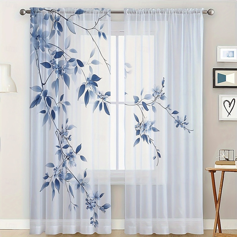 Two floral and leaf patterned window decorations and screens can be used for privacy coverage and room decoration in bedrooms as well as for kitchens cafes living rooms dining rooms and balconies3