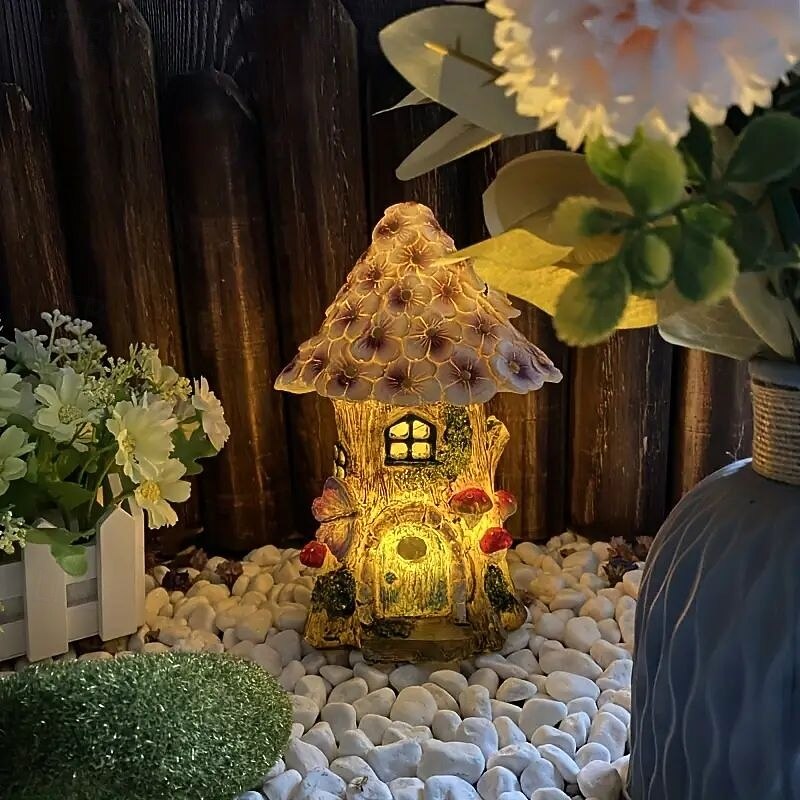 Solar Garden Light LED Fairy House Castle Shape Light Outdoor Waterproof Lawn Yard Walkway Decoration Resin Crafts4