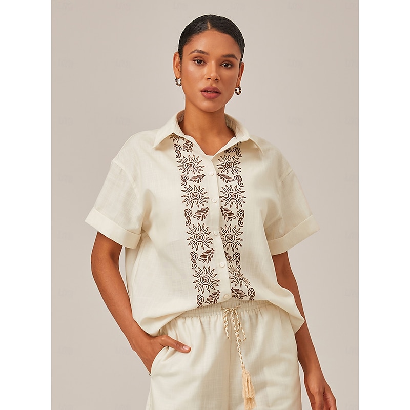 Linen Printed Rolled Cuffs Shirt4