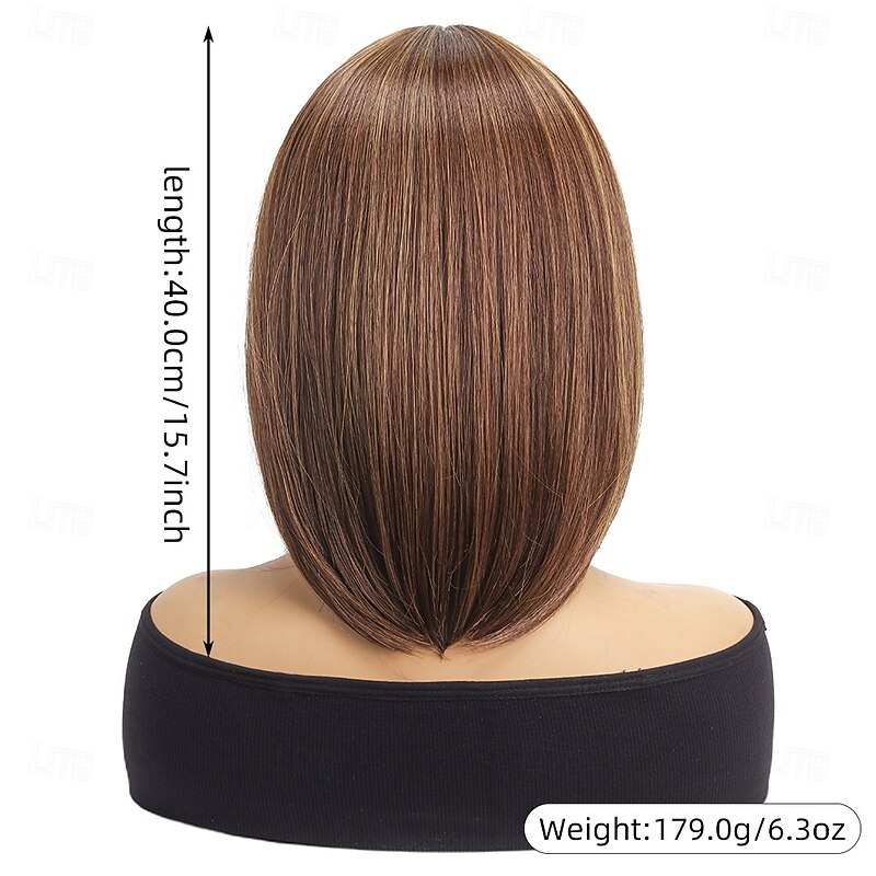 Synthetic Wig kinky Straight Natural Straight Middle Part Deep Parting Machine Made Wig 16 inch A1 Synthetic Hair Women's Classic Comfortable Color Gradient Blonde2