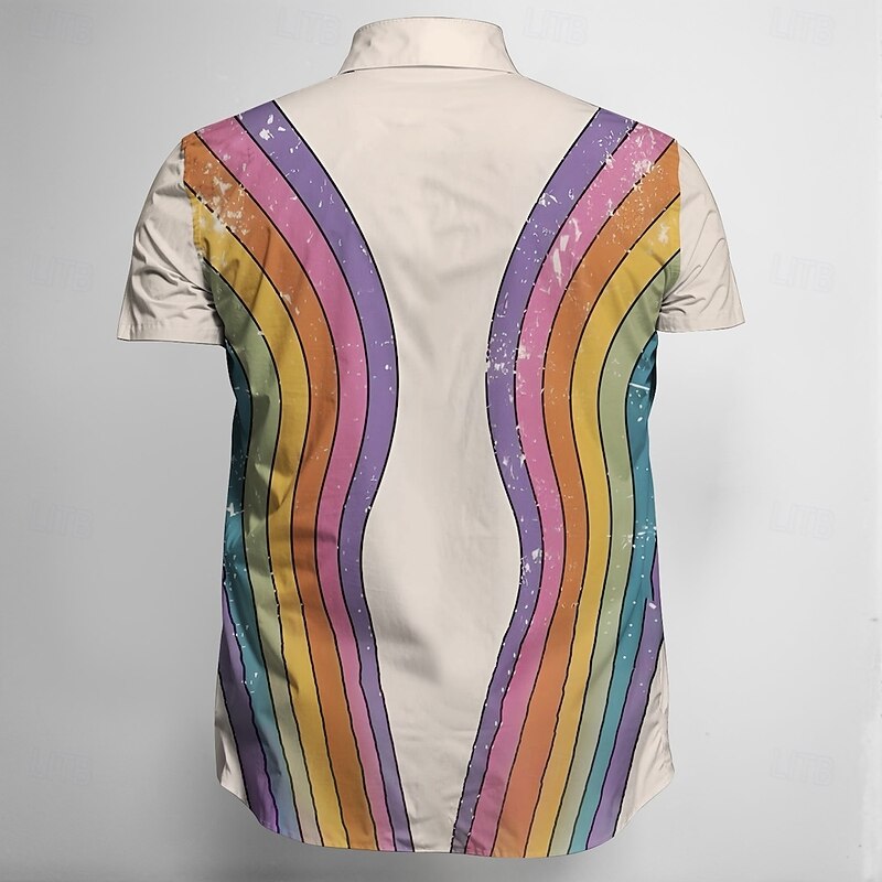 Retro Vintage 1970s Shirt Aloha Shirt Hippie Disco Butterfly Fancy Dress Men's Masquerade Vacation Party Pride Parade Adults' Shirt2