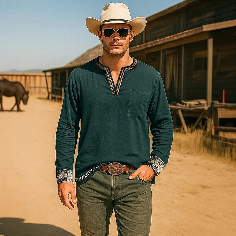 Men's Shirt Linen Shirt Summer Shirt Beach Shirt Solid Color Vacation Casual Green Long Sleeve Clothing Apparel