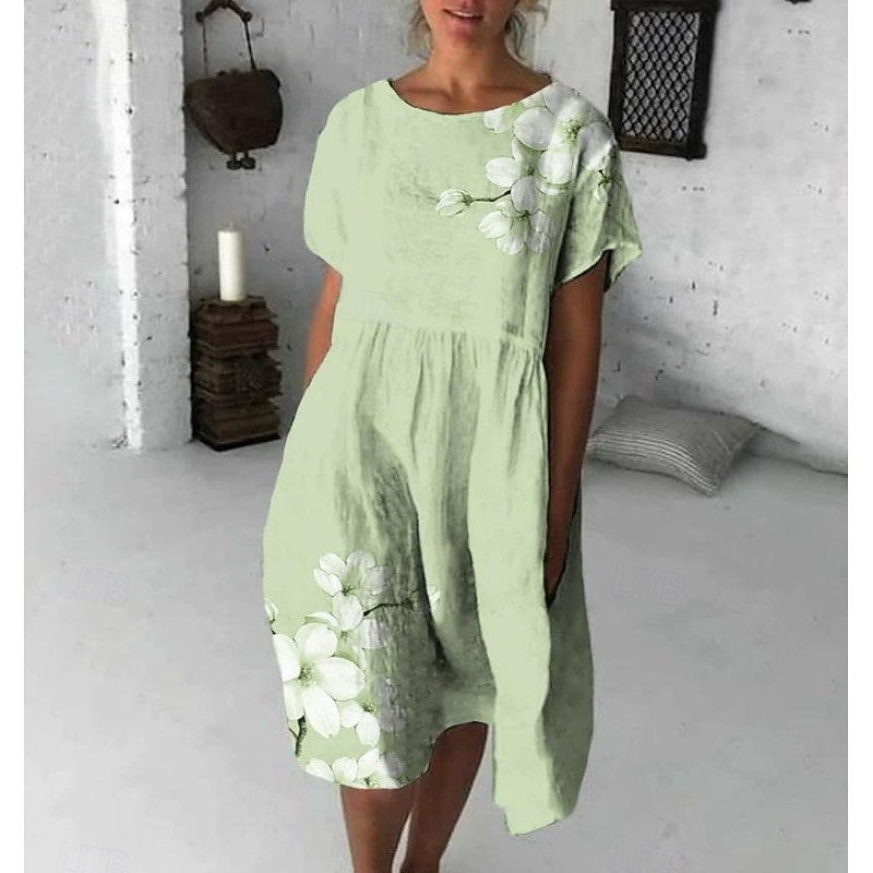 Women's Midi Dress Sheath Dress Work Dresses Vacation Casual Boho Daily Going out Beach Regular Fit Floral Graphic Sleeveless Crew Neck Light Yellow Blue Sky Blue Orange Summer Spring3