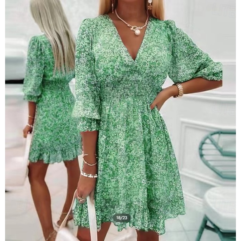 Women's Mini Dress Casual Dress Floral Dress Boho Dress Stylish Classic Modern Vacation Daily Date Regular Fit Floral Print Half Sleeve V Neck Pink Blue Green Summer Spring2
