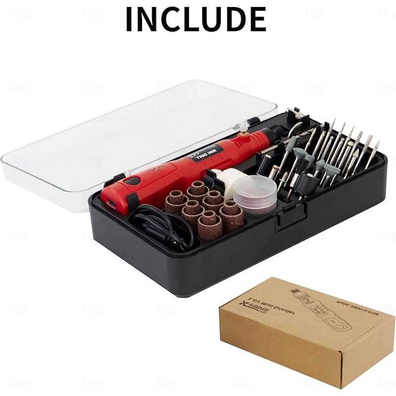 Mini Cordless Rotary Tool Kit,with Accessories,Power Rotary Tool For DIY,Engraving,Sanding,Polishing,Drilling,Grinding,with 3-Speeds, 15000RPM,2.0Ah Rechargeable Battery&Power Cord2
