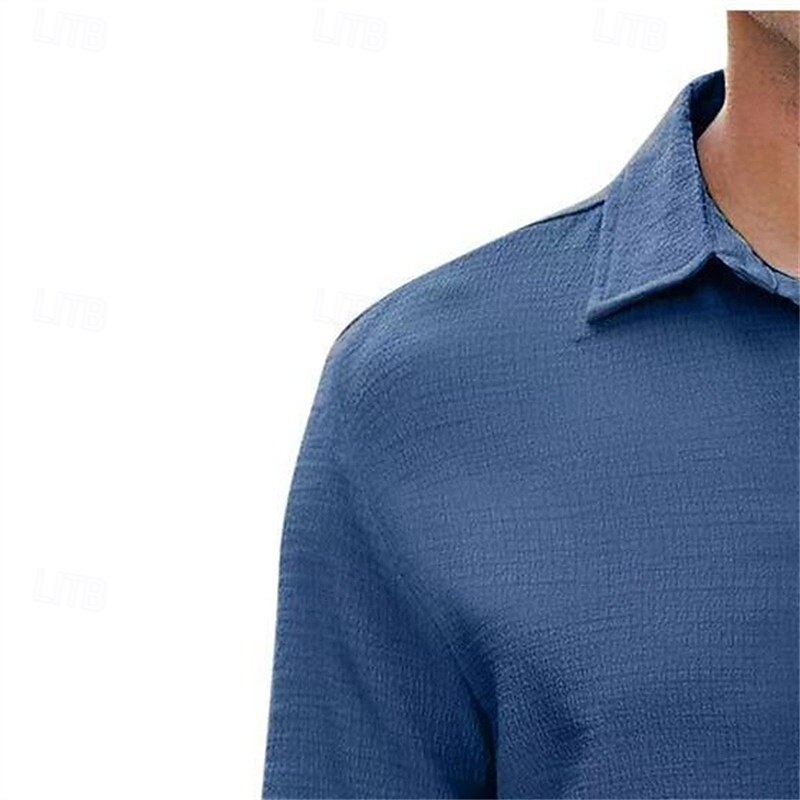 Men's Shirt Summer Shirt Casual Shirt Beach Shirt Button Up Shirt Seersucker Shirt Black Red Dark Navy Navy Blue Dark Green Long Sleeve Solid Color Plain Collar Vacation Casual Clothing Apparel3